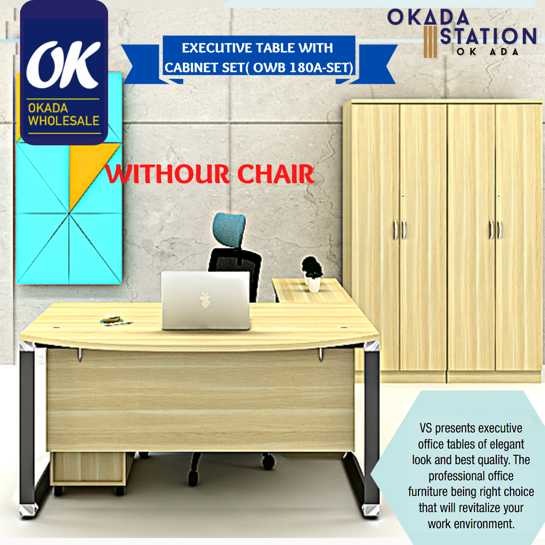 EXECUTIVE TABLE & CABINET SET (COMBO SET) - OWB 180A-SET / EXECUTIVE TABLE WITHOUT CABINET ( TABLE SET ) - OMB 180A-SET / O-SERIES / OFFICE TABLE / EXECUTIVE TABLE / BOSS MEJA / BOSS DESK / TABLE METAL FRONT PANEL / TABLE WOODEN FRONT PANEL