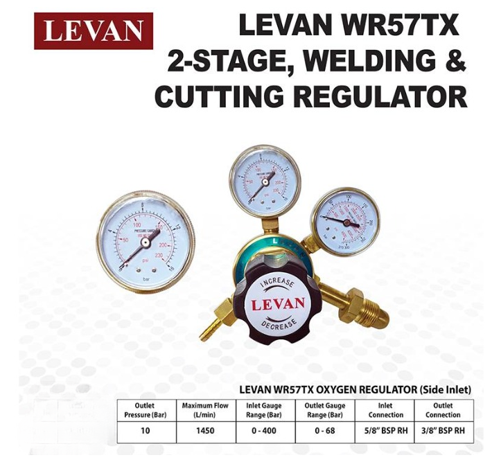 LEVAN WR57TX 2 STAGE OXYGEN REGULATOR (SIDE INLET)