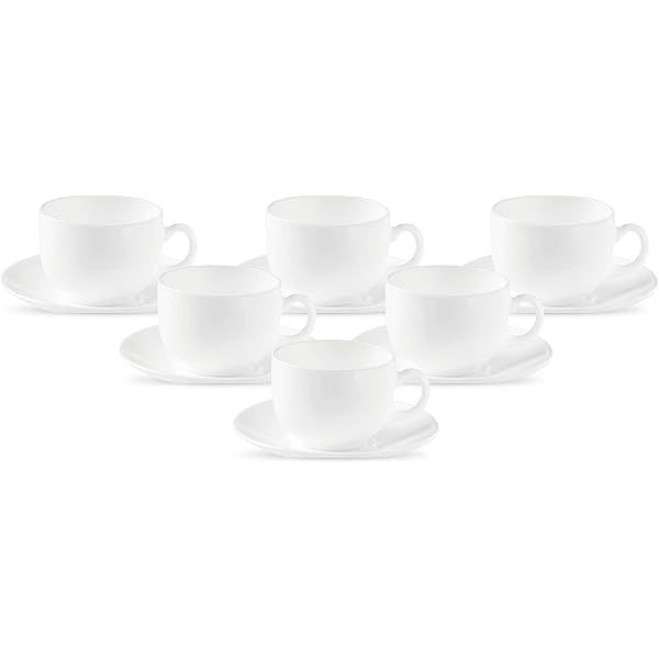 Cup and Saucer 6 Set Ceramic – Matte White (Guest)