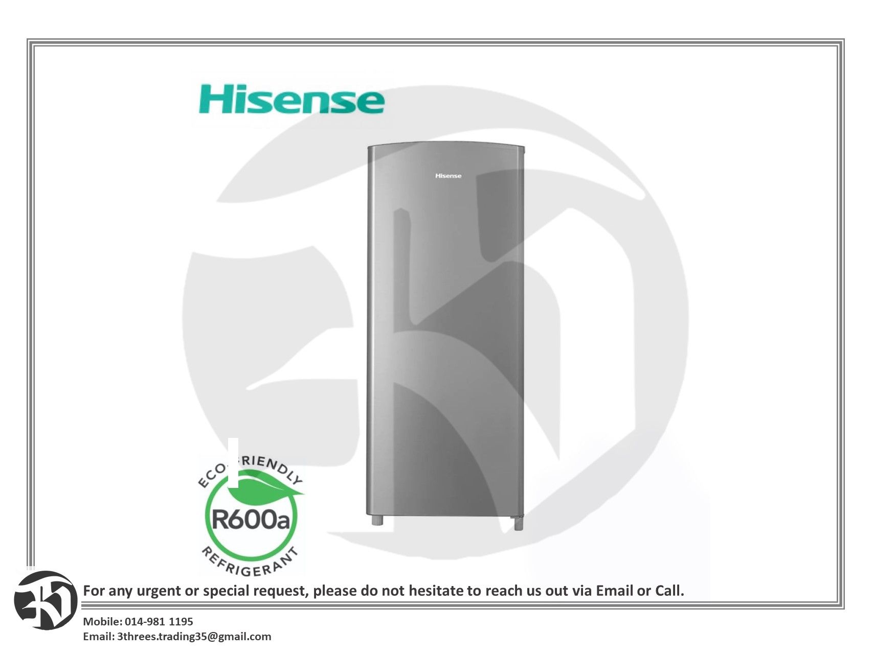 Hisense RR197D4AGN single door refrigerator 170 Litres