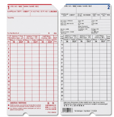 2 Sided Punch Card 3.5cm X 7.5cm 520 Punch Card CD-520-KK