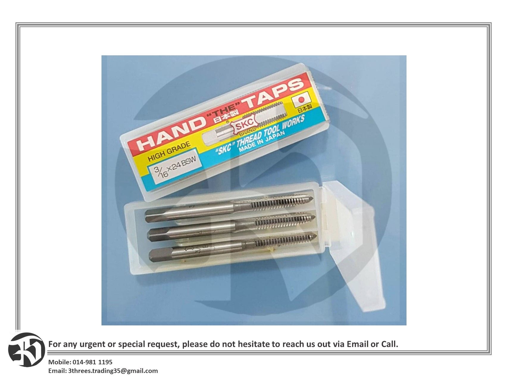 SKC Hand Tap Set 1/8" - 3/4" BSW (3pcs/Set)