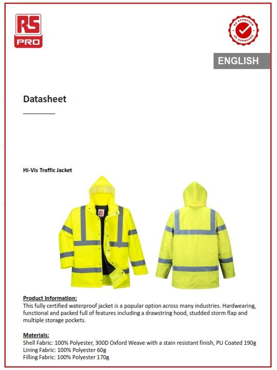 PANTON Yellow Unisex Hi Vis Workwear Jacket , L
