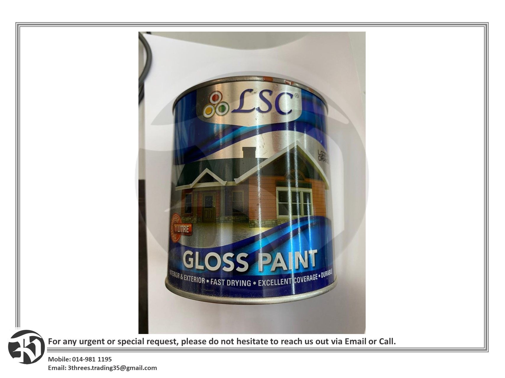 LSC High Gloss Paint For Wood And Metal with Alkyd Finish 1L - Marine Blue 6649