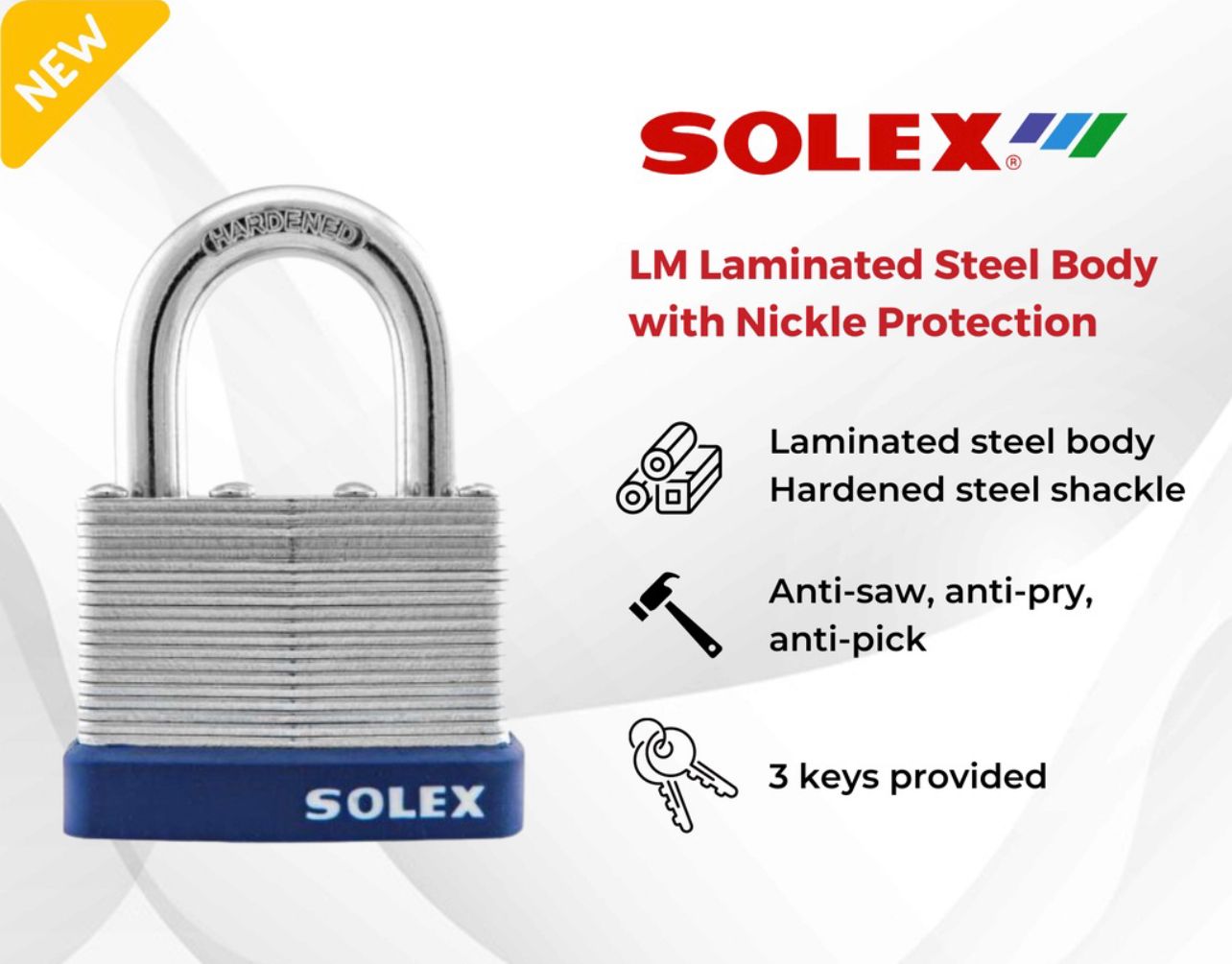 Solex LM40 LM50 Laminated Anti-Cut Padlock 100% original