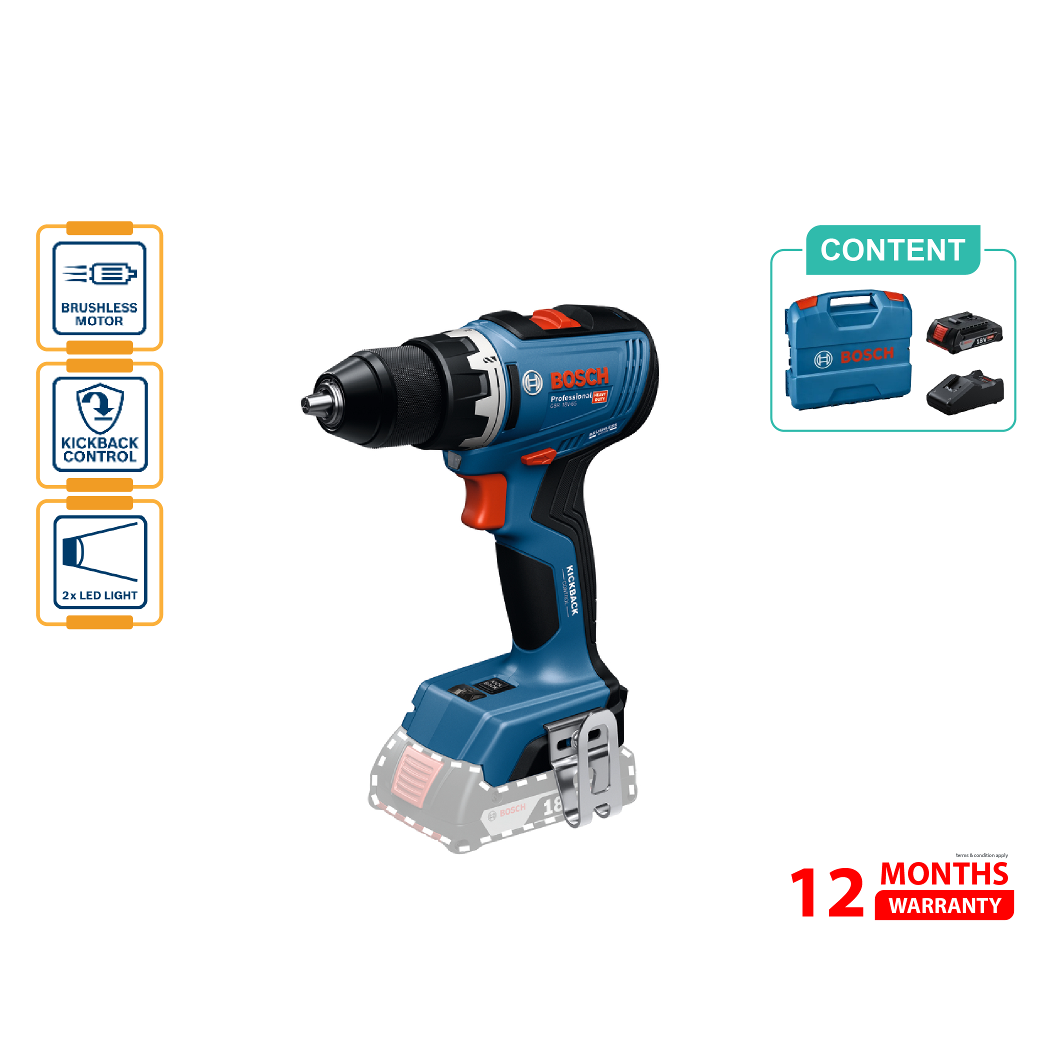 BOSCH GSR 18V-65 Cordless Drill / Driver - 06019N30L0