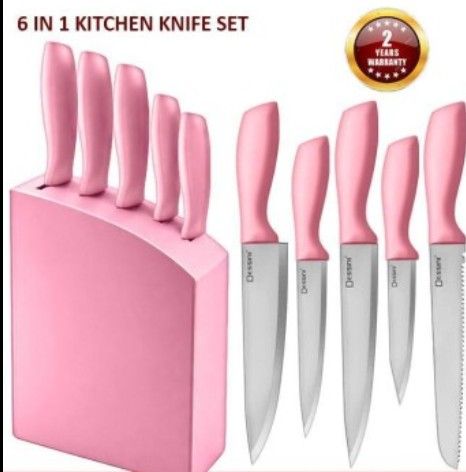 DESSINO 6Pcs Knife Set Cleaver Knife Chef Knife Utilities Knife Peeling Knife Scissors Set Pisau
