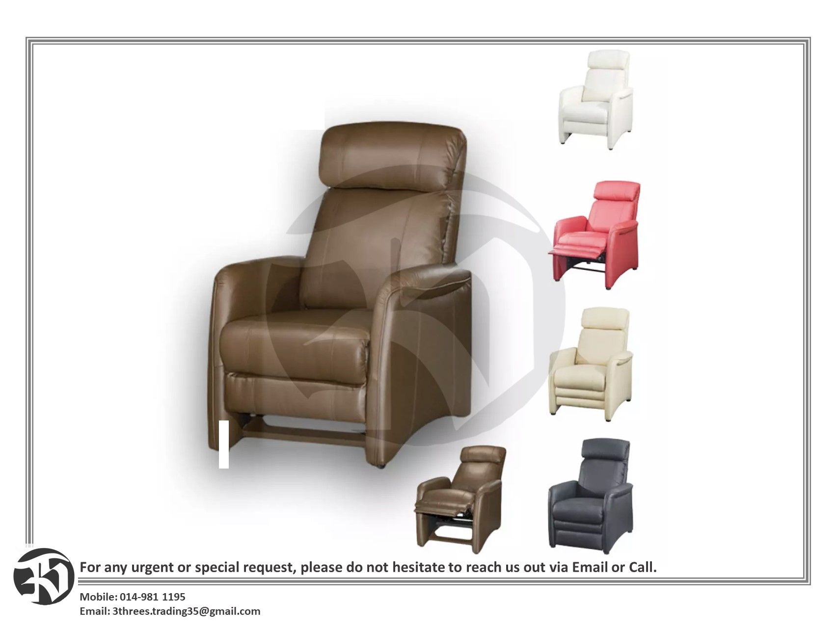 1 Seater Push Back Recliner Sofa Chair