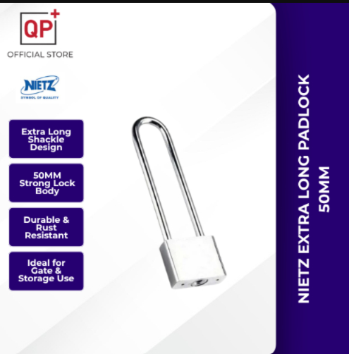 NIETZ EXTRA LONG PADLOCK 50MM EXTRA LONG BRASS SHACKLES l MANGGA KUNCI l 挂锁-