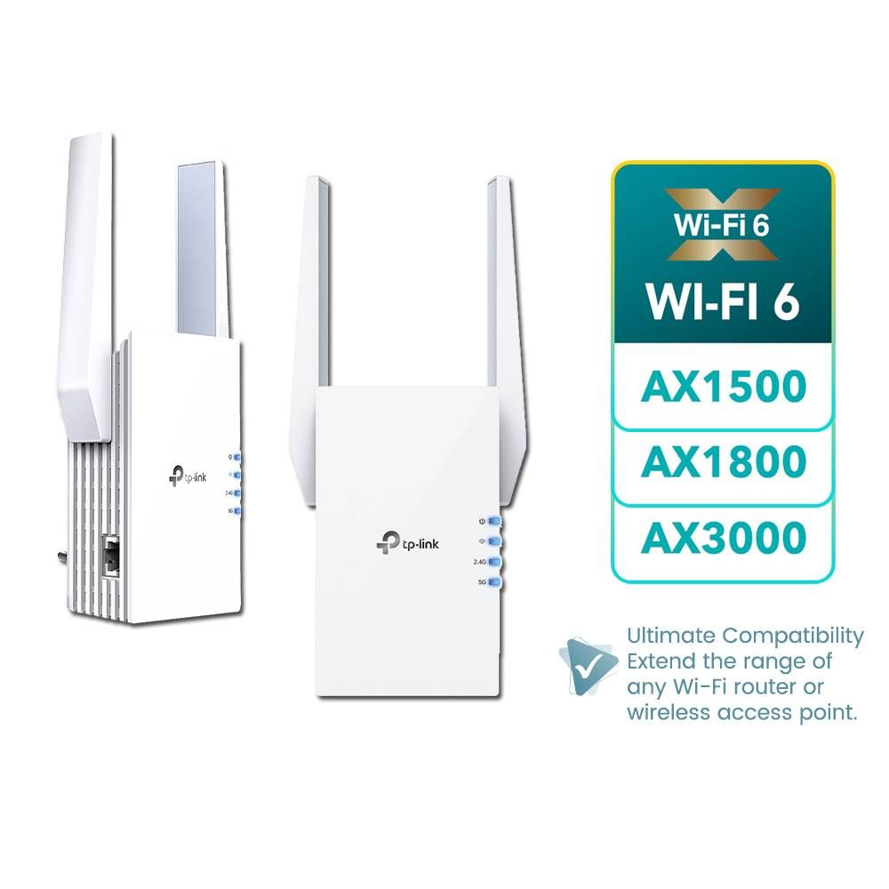 TP-LINK ONEMESH AX1500 WIFI 6 WIRELESS 2.4GHZ + 5GHZ WIFI RANGE EXTENDER / REPEATER / ACCESS POINT RE505X RE605X RE705X
