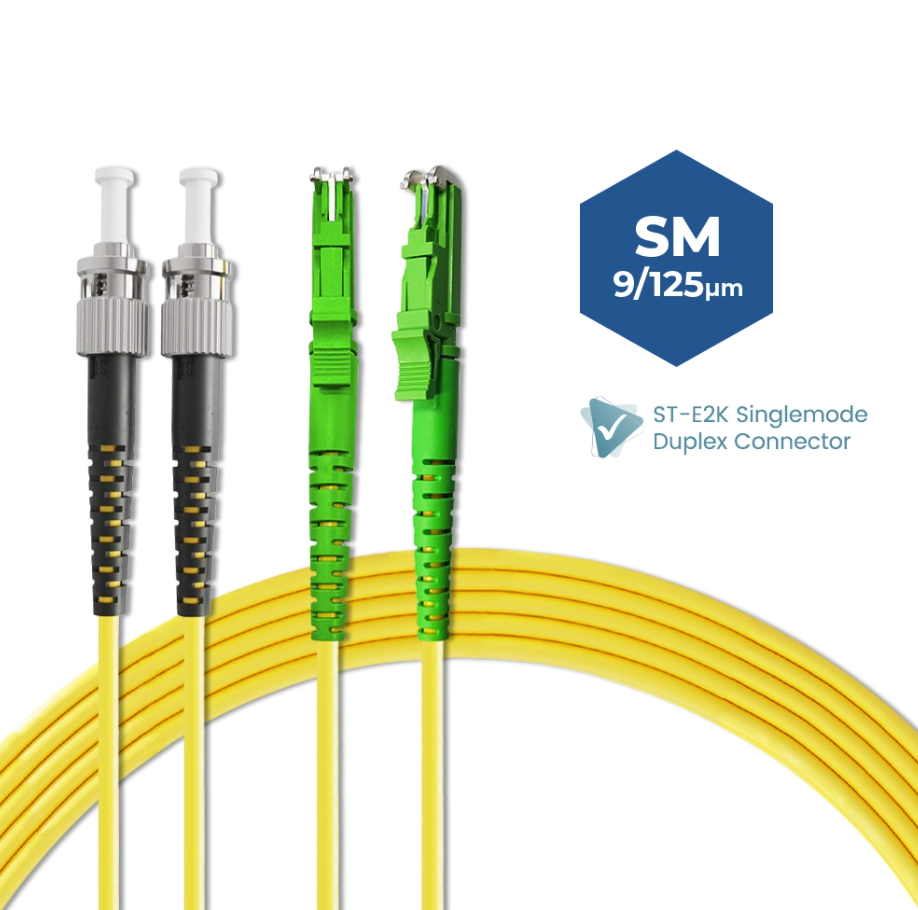 ST/UPC-E2K/APC SINGLEMODE DUPLEX FIBER OPTIC PATCH CORD (20 METER)