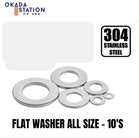 Flat Washer / 10'S PKT / M8 M10 M12 M14 M16 M18 M20 / 304 Stainless Steel Washers Plain Washer Gaskets