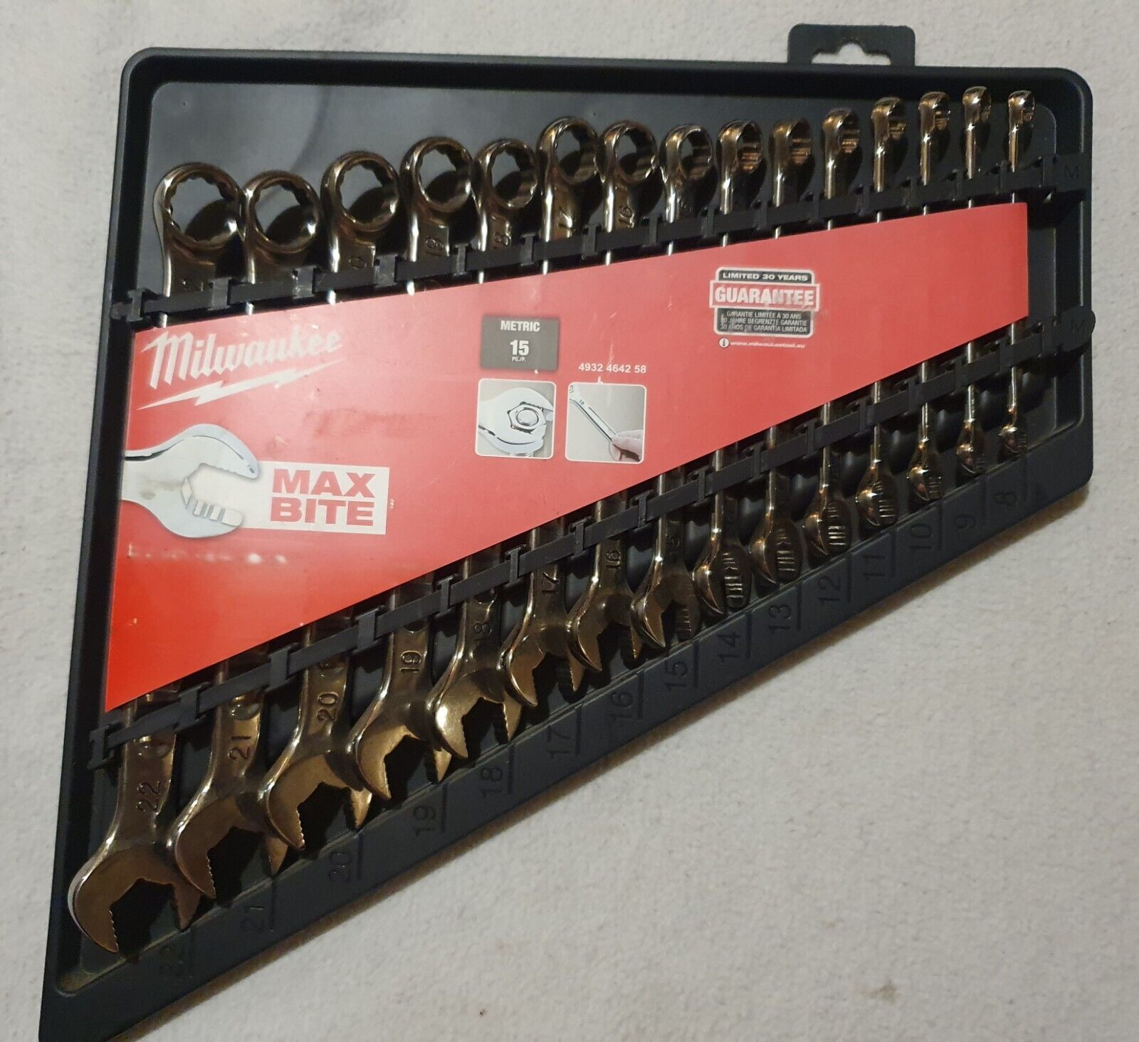 Milwaukee Spanner Set / MAXBITE鈩�Metric 15pc Combination Wrench Set (4932-4642-58)