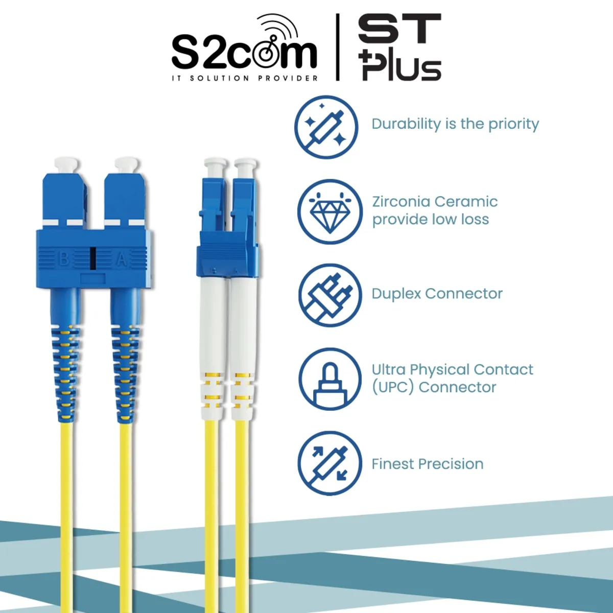 QP LC/UPC-SC/UPC SM Duplex LSZH Fiber Cable 5M