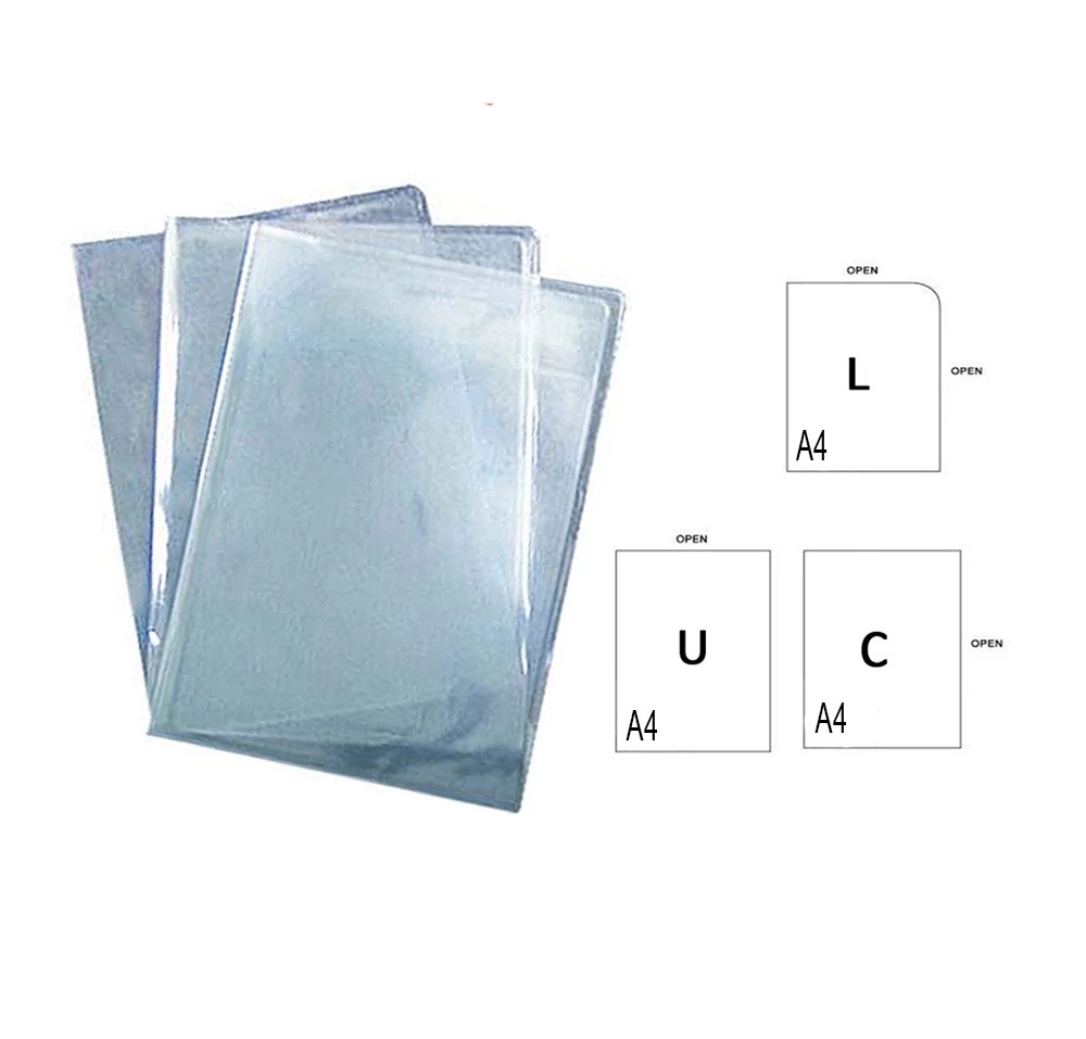 A4 Clear Folder File PVC Document Clear Folder / L Shape / U Shape / C Shape (60pcs/pack)
