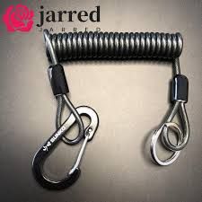 ALLGOODS Wire Spring Rope Heavy Duty Key Lanyard Lockable Twisted Retention Rope Elastic Coil Stretch Fishing Lanyard
