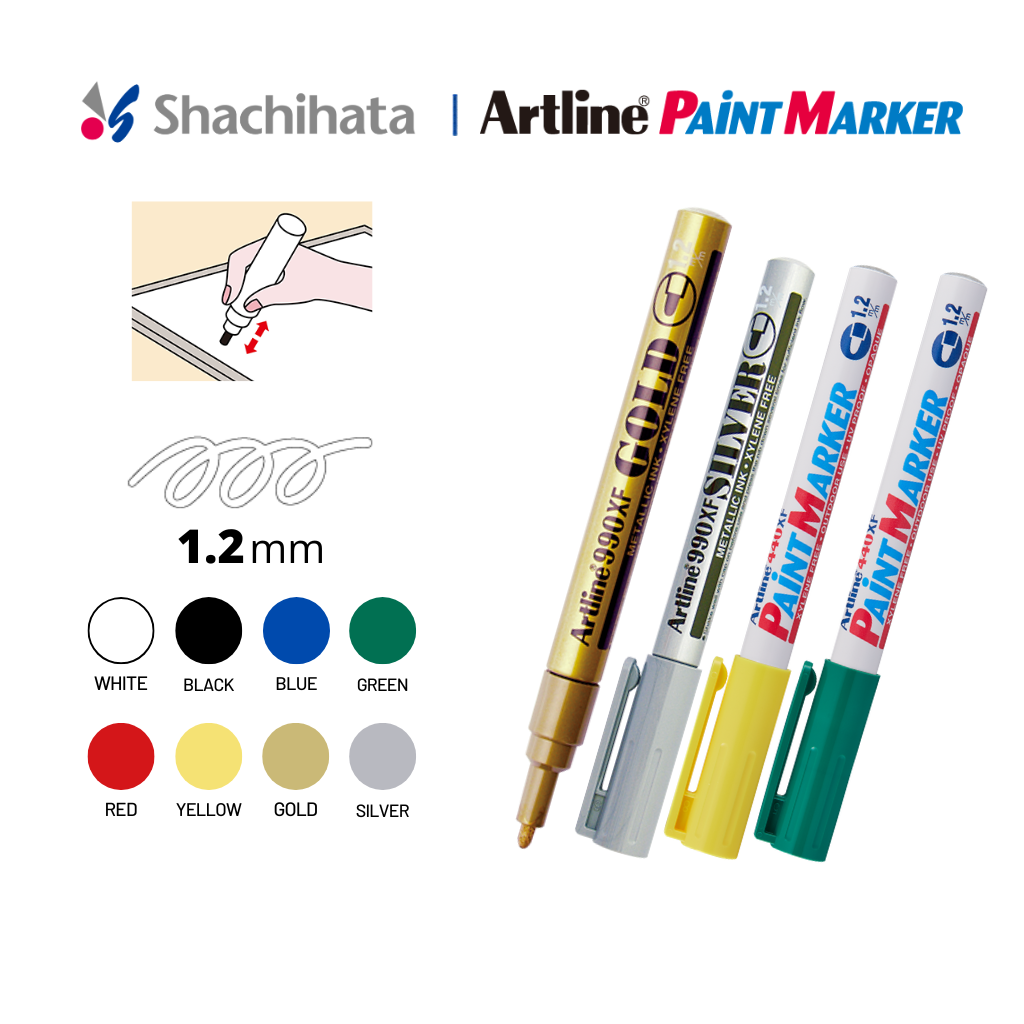 Artline Paint Marker - Fine Point 1.2mm Box Set (12pcs) - 8 Colours | Permanent | Waterproof | for Marking on Most Surface | Acrylic  Blue