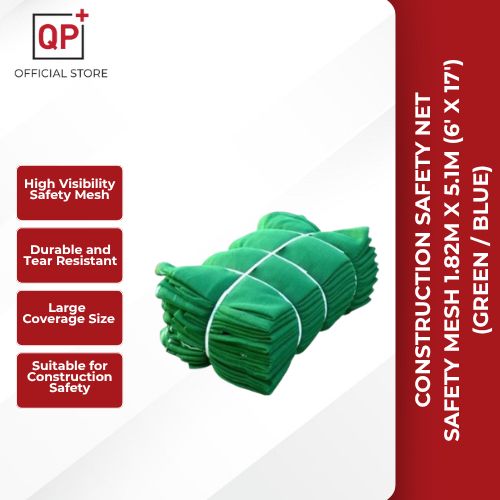 CONSTRUCTION SAFETY NET SAFETY MESH 1.82M X 5.1M (6' X 17') (GREEN / BLUE) l JARING KESELAMATAN | 安全防护网-GREEN 1.82 x 5.1m