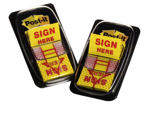 3M Post-It Note Sign Here