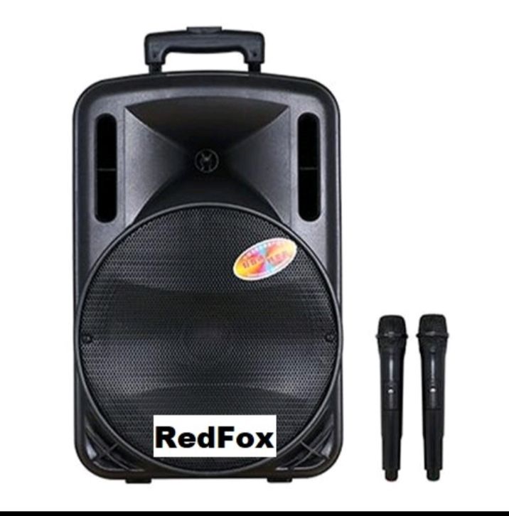 Ocha Redfox Portable Trolley Bluetooth 12’ Speaker (TF+FM+line in+USB+2 Wireless MIC)