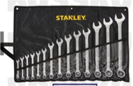 STANLEY COMBINATION (RING/OPEN) 12 POINT 8 MM - 22 MM AF X 8 PCS SLIM-LINE WRENCH SET, STEEL CHROME