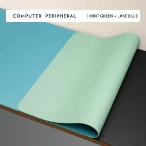 High Quality Waterproof PU Leather Mousepad Keyboard Mat (Stitched) Green Blue pad,80 X 40CM MP-6030-KK