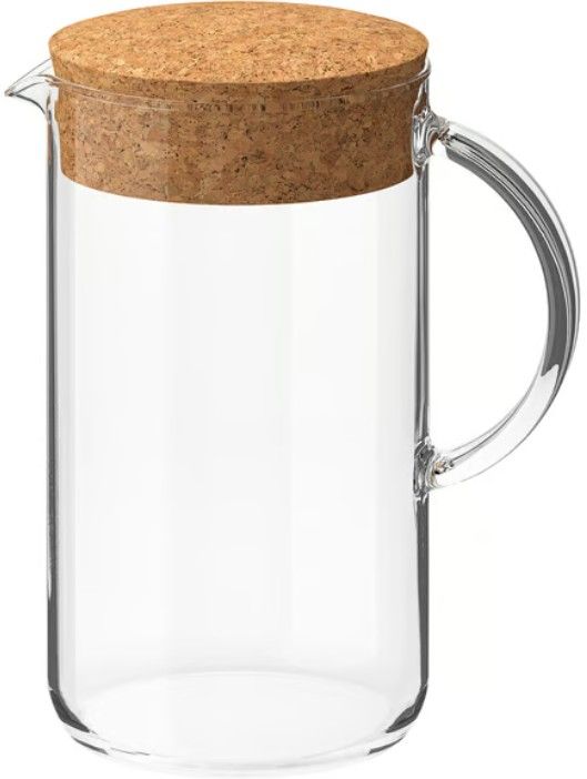 Others *365+Jug with lid, clear glass/cork, 1.5 l