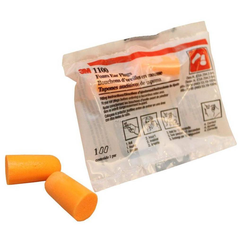 [DOSH/SIRIM CERTIFIED] 3M鈩�Earplugs 1100, 35 dB, Uncorded, 200 Pairs/Box