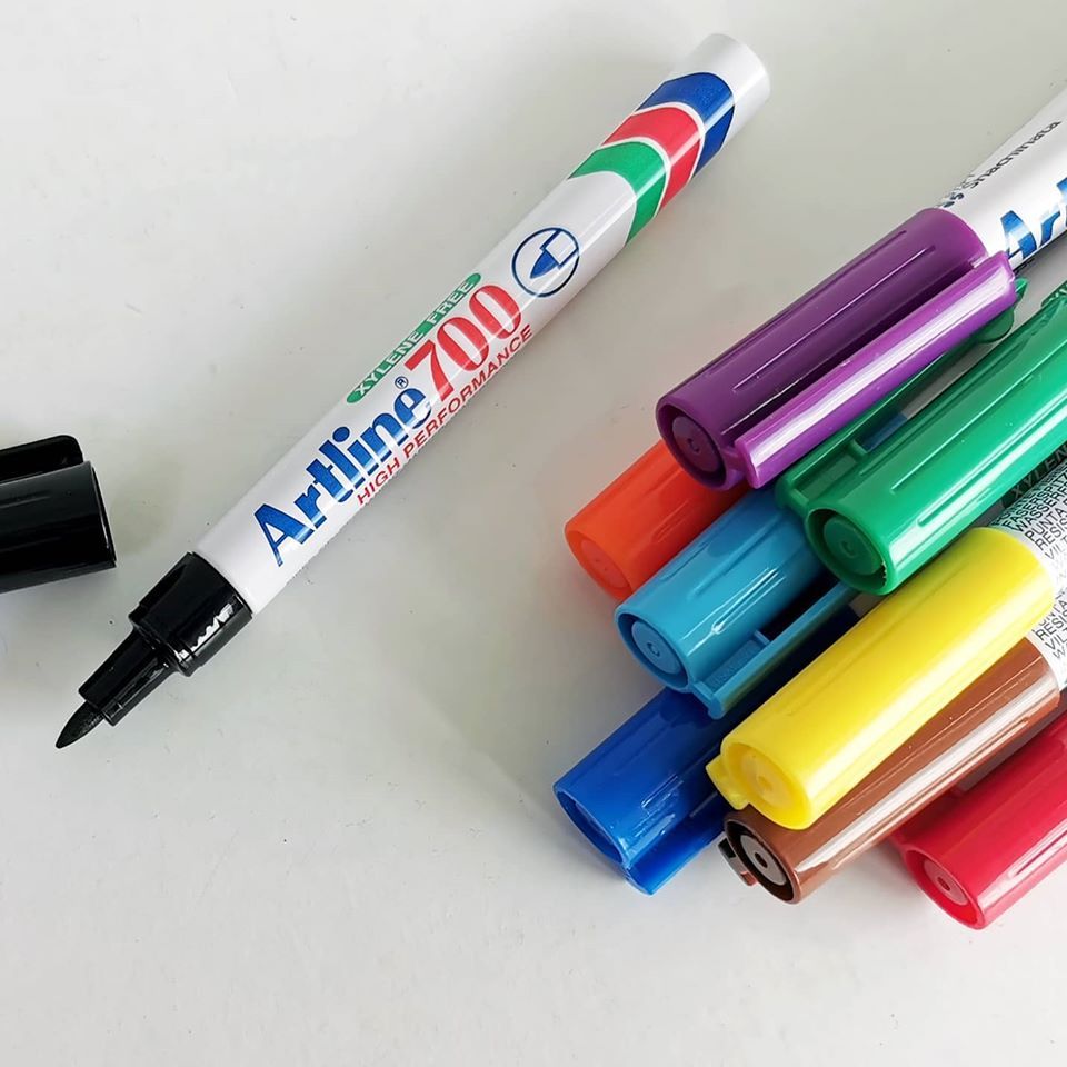 Artline 700 Permanent Marker Box Set (12pcs) - Fine Point 0.7mm | 11 Colours | Waterproof | Refillable  Black