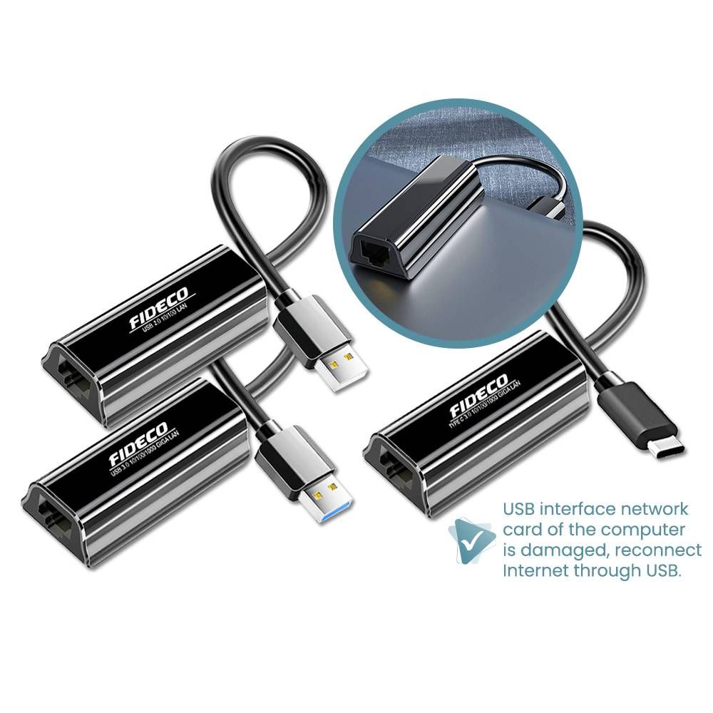 FIDECO USB 2.0 3.0 TYPE C TO RJ45 NETWORK GIGABIT LAN ADAPTER