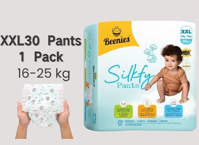 Beenies SILKFY Baby Disposable Diapers Pants M-XXL 1 Pack Single Pack Super Soft / Lampin Bayi Jenis Seluar 11010-11013 XXL30 Pants 1 Pack SL-11010-11013-KK