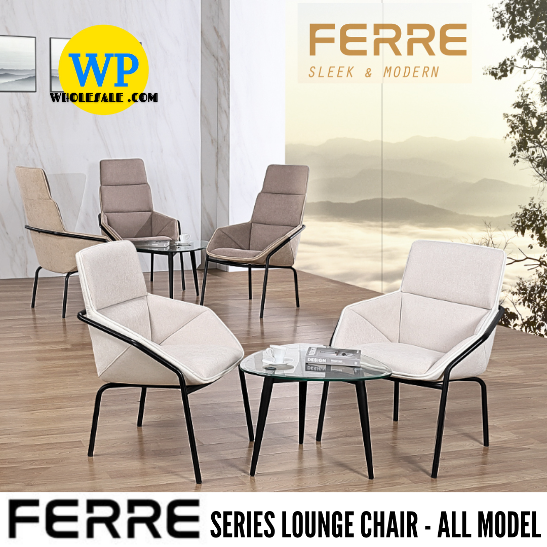 CLASSIC CHAIR FERRE LOUNGE CHAIR - ALL SIZE / LOUNGE & SOFA / OFFICE CONFERENCE CHAIR / MEETING CHAIR / VISITOR CHAIR / RELAXING CHAIR / METAL BASE / FABRIC / PU LEATHER / FERRE