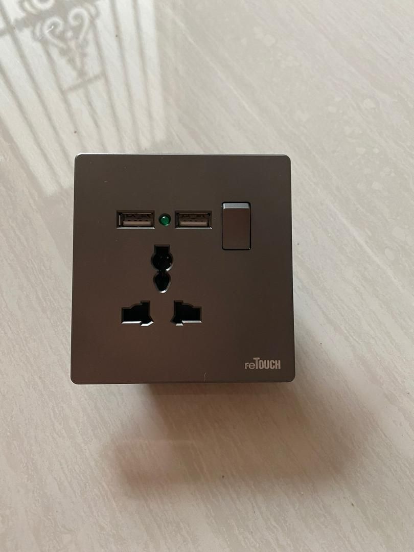 Retouch Ultra Rimless Switch Socket MATT GREY 13A Universal + USB
