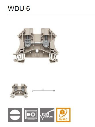 WEIDMUELLER WDU 6 Feed-through terminal, Screw connection, 6 mm虏, 800 V, 41 A, dark beige (102020000)