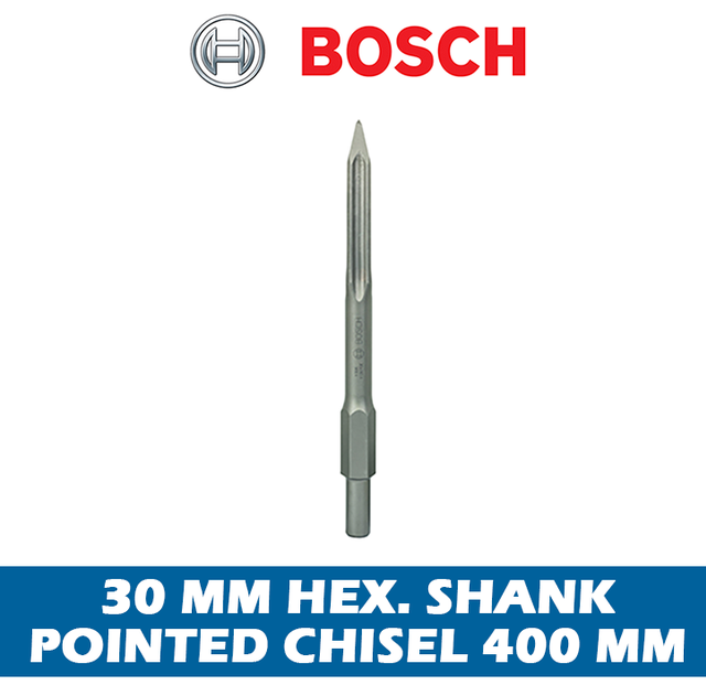 BOSCH POINTED CHISEL WITH 30MM HEX. SHANK 2608690111