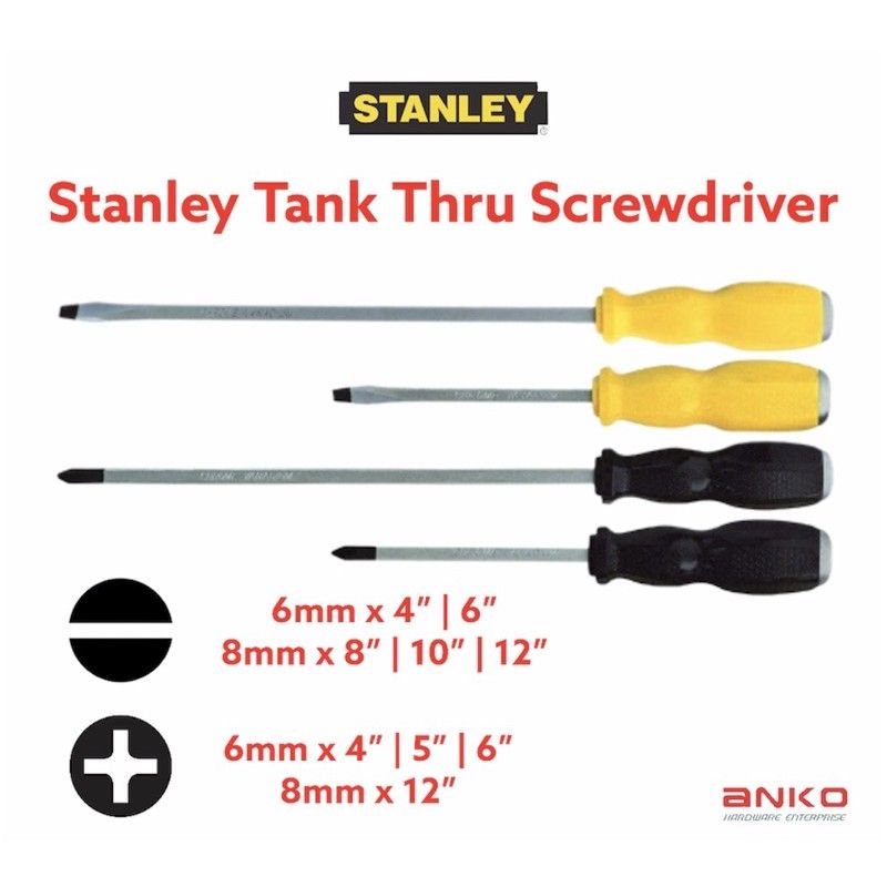 STANLEY TANK THRU SCREWDRIVER Heavy Duty
