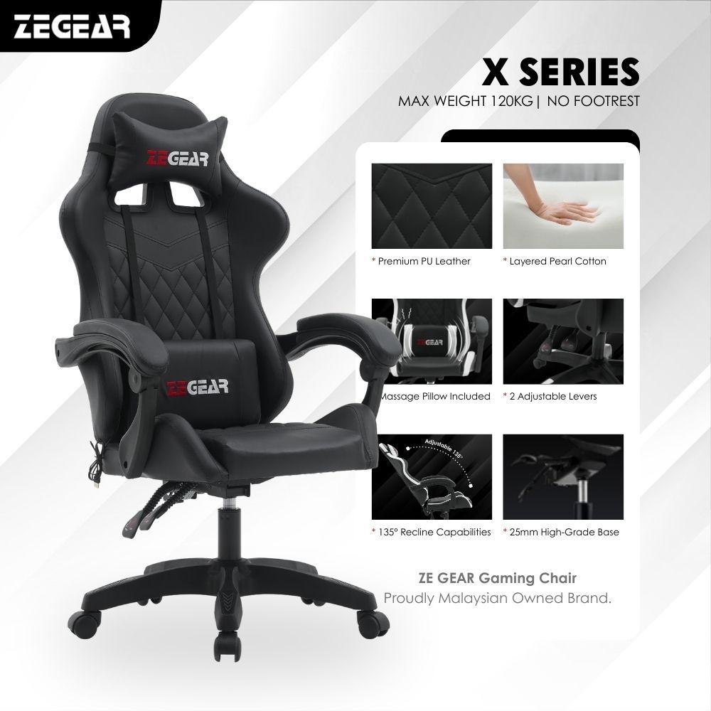 ZE-GEAR X Series Professional Ergonomic Gaming Chair / Kerusi Gaming Adjustable