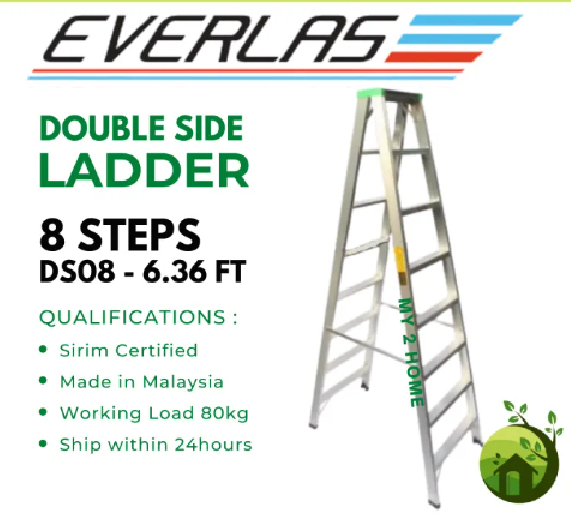 ALUMINIUM DOUBLE SIDED LADDER 8 STEPS EVERLAS HOUSEHOLD STEP LADDER TANGGA DOUBLE SIDE ALUMINIUM STAIR