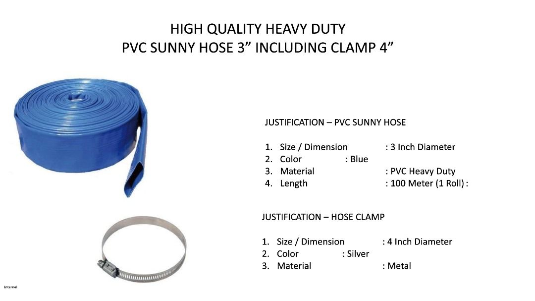 oem *#High Quality Heavy Duty PVC Sunny Hose 3" including Clamp 4"