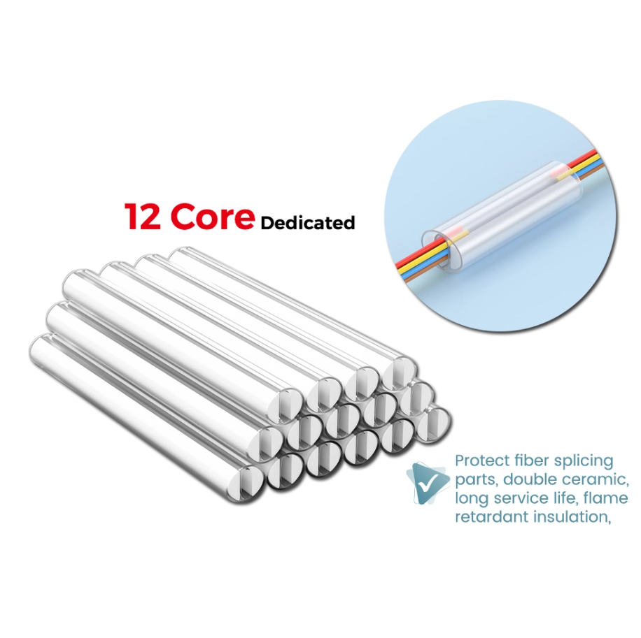 12 CORE FIBER FUSION SPLICE PROTECTION DOUBLE CERAMIC OPTIC SPLICING SLEEVE 40MM (50PCS)