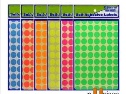 Fluorescent colour Self-Adhesive Label 130mm - Round in Diameter