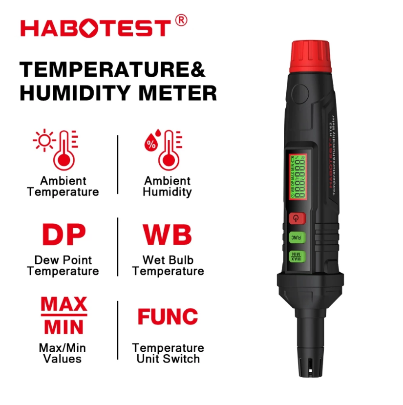 HABOTEST HT62 TEMPERATURE & HUMIDITY METER 4-IN-1