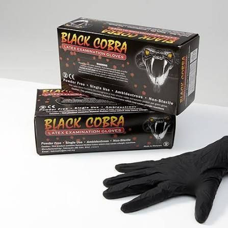 Black Latex Gloves (Perbox 100pcs) Disposable Glove - Black Cobra