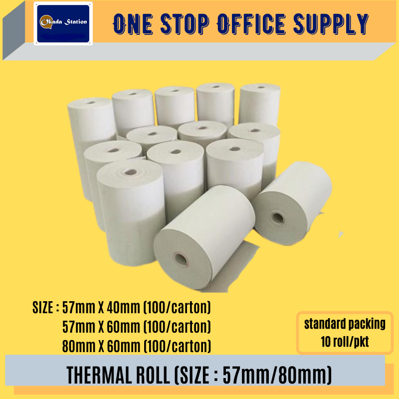 THERMAL PAPER ROLL / PAPER ROLL / VARIANCE SIZES / 44MM / 57MM / 80MM / THERMAL ROLL