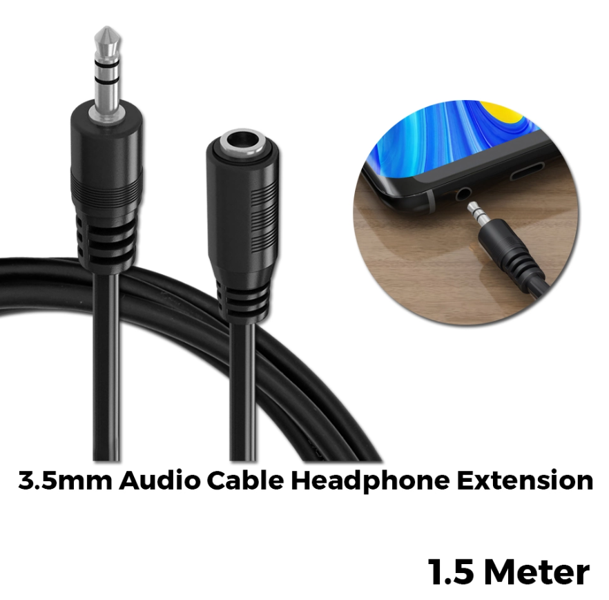 AUDIO EXTENSION CABLE HEADPHONE 3.5MM MALE TO FEMALE ADAPTER MOBILE PHONE COMPUTER