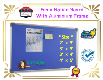 Foam Notice Board With Aluminium Frame / Soft Board / Papan Notice Lembut # Warna Biru # RP0722 ( KTT : 1 Unit )
