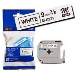 BROTHER LABEL THERMAL TAPE MK221 BLACK ON WHITE 9MM