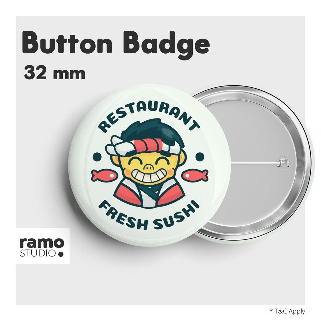 Button Badge 32mm Diameter - Safety Pin