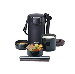 *Tiger Vacuum Flask Insulated Lunch Box Stainless Steel Lunch Jar, 4 Cups, Black LWU-A202-KM Tiger