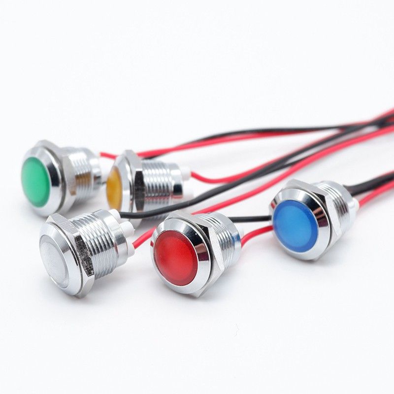 12mm Two Color Metal LED Warning Indicator Light Signal Pilot Lamp 3V5V12V24V110V220V Piloto Led 24v Indicator Lights (Red-Green)